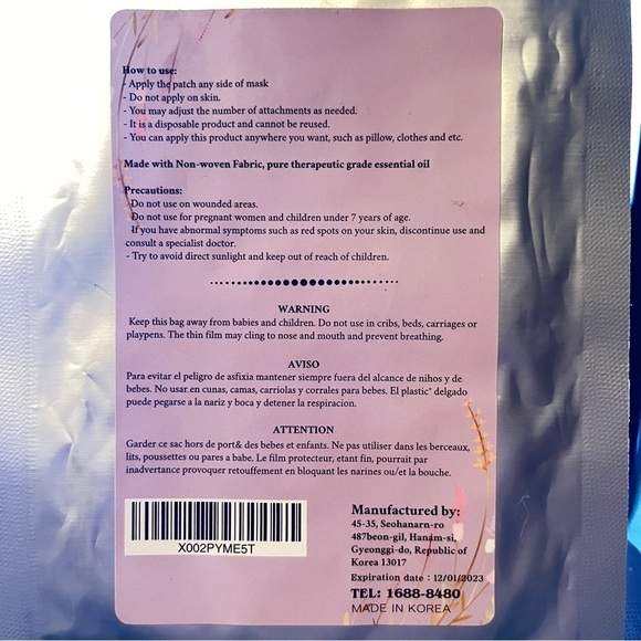 💖3/$15💖 [20pcs] Scented Mask Patch (Lavender) Essential Oil Face Mask Stickers - Picture 2 of 2